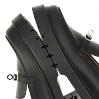 エルメス アイコン レザー ローファー 36.5 レディース ブラック