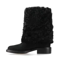 シャネル ココマーク ムートン ブーツ 37 レディース ブラック