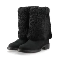 シャネル ココマーク ムートン ブーツ 37 レディース ブラック