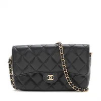 CHANEL■キャビア チェーン カードウォレット ブラック CHANEL シャネル チェーンウォレット ココマーク キャビアスキン