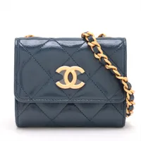 CHANEL ミニミニ マトラッセ コットン チェーンバッグネイビー CHANEL シャネル ミニミニ マトラッセ コットン チェーン バッグ