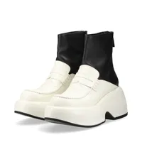 LOEWE ロエベ 21AW クロコエンボス ウェッジ ローファーブーツ 39 ロエベ クロコ型押し ブーツ 39 レディース ホワイト×ブラック