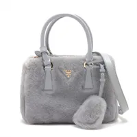≪高級感抜群≫【PRADA】ガレリア ハンドバッグ グレー プラダ ガレリア シアリング 2WAYハンドバッグ グレー 1BA906