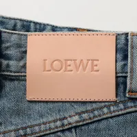 LOEWE ハイウエストデニムパンツ３４サイズ ロエベ アナグラム コットン デニムパンツ 34 レディース ブルー