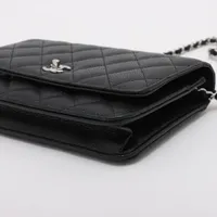シャネル キャビアスキン チェーンウォレット ブラック シルバー　未使用に近い CHANEL】シャネル チェーンウォレット ブラック×シルバー金具