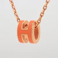 エルメス ミニポップアッシュH ネックレス GP シルバー×マロン