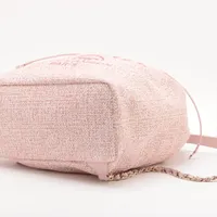 シャネル ドーヴィル ストロー チェーンリュック ピンク ゴールド金具27番台 CHANEL - シャネル ドーヴィル ストロー チェーンリュック