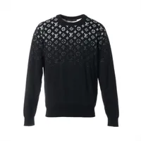 美品ルイヴィトン 20SS コットン×レーヨン ニット XL メンズ ブラック モノグラム柄◎LOUIS VUITTON ルイヴィトンタートルネックニット黒