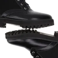 フェンディ ロココ ニット×レザー ブーツ 37 レディース ブラック