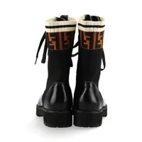 フェンディ ロココ ニット×レザー ブーツ 37 レディース