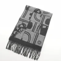 HERMES エルメス カシミヤ マフラー クリッククラック ブラック グレー HERMES エルメス カシミヤ マフラー クリッククラック ブラック
