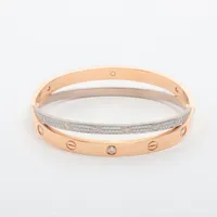 カルティエ ラブ ハーフ ダイヤ ブレスレット 750(PG×WG) 47.5g
