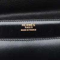 エルメス　ボックスカーフ　フォンスベル Fonsbelle エルメス フォンスベル ボックスカーフ ブラック ゴールド金具