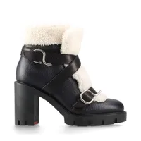 クリスチャンルブタン ボア×レザー ショートブーツ EU36 1/2