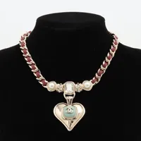 【CHANEL】 ココマーク ハート B21K ネックレス フェイクパール シャネル ココマーク ハート B21K ネックレス GP×ラインストーン