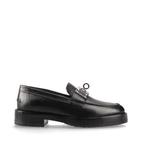 VINTAGE●HERMES●デスタン レザー ローファー 37 エルメス ホット レザー ローファー 35.5 レディース ブラック