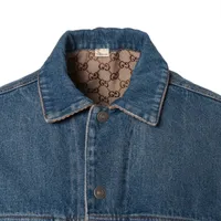 Gucci GG Cotton Denim Jacket 44 Men's Beige x blue 730030