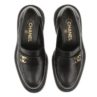 CHANEL ブラック レザー ローファー CHANEL - シャネル CHANEL ローファー 革靴 靴 シューズ レザー
