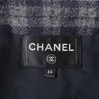 シャネル ココボタン ウール×シルク ワンピース 34 レディース グレー