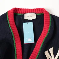 GUCCI ニューヨーク・ヤンキース カーディガン 100% Authentic GUCCI Blue Cardigan With NY Yankeestm Patch