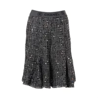 フランス製*CHANEL*シャネル　シルクコットン　ツイードスカート　黒　38 シャネル ココマーク 06P コットン×シルク セットアップ 38