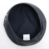 エルメス ベレー帽 58 ラムスキン×レーヨン×シルク ネイビー