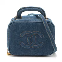 CHANEL デニムブルー バッグ ココマーク シャネル ココマーク デニム 2WAYハンドバッグ ブルー ゴールド