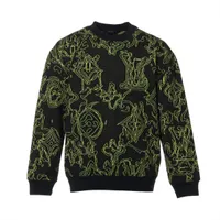 ヴィトン 23AW コットン ニット S メンズ ブラック×グリーン