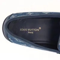 LOUIS VUITTON モノグラム ローファー デニム/レザー 美品 LOUIS VUITTON 【超美品】ルイヴィトン モカシン ローファー