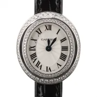 カルティエ ミニトノーラニエール WJ200438 WG×社外革 QZ シルバー文字