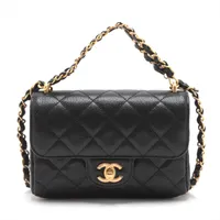 シャネル キャビアスキン ミニ ショルダーバッグ ブラック CHANEL シャネル ミニ マトラッセ チェーン ショルダーバッグ