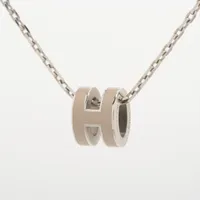 大人気◇HERMES マロングラッセ×シルバー ミニポップ アッシュ エルメス ミニポップアッシュH ネックレス メタル シルバー