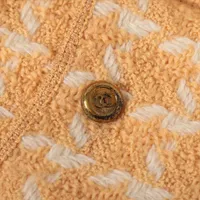 CHANEL ノーカラージャケット ホワイト/オレンジ シャネル ジャケット CHANEL ピンク オレンジ ノーカラー