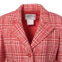 ピーチパピー CHANEL 10A ツイードジャケット レッド ホワイト シャネル ココボタン 97P ウール ジャケット サイズ不明