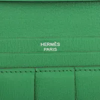エルメス ベアンスフレ アリゲーター 財布 グリーン シルバー