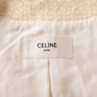 CELINE ノーカラージャケット クリーム 40 セットアップ可】ノーカラージャケット（2002436920