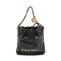 シャネル CHANEL22 ミニ ネイビー/S金具 CHANEL 22 Mini Shiny Calfskin/Gold-Tone Metal Crossbody Bag