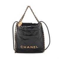 CHANEL* シャネル カーフスキン ロゴ チェーン ショルダーバッグ CHANEL シャネル チェーンショルダー マトラッセ ゴールド金具