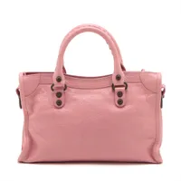 バレンシアガ シティ スモール レザー 2WAYハンドバッグ ピンク 811442