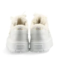 プラダ トライアングルロゴ ボア×レザー スニーカー EU37