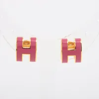 エルメス ポップアッシュ Hピアス ピアス(両耳用) GP ピンク A3478016