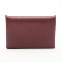 美品✨エルメス カルヴィ シルバー金具 名刺入れ カードケース U刻印 ブラウン エルメス カルヴィ レザー カードケース ブラウン シルバー金具