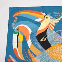 HERMES シルクスカーフ カレ40 花柄 オリーブグリーン HERMES エルメス スカーフ 管楽器 パイプオルガン 緑 グリーン