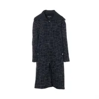 美品✨イネド【11号】アンゴラウール混ベルテッドロングコート　比翼ボタン　黒 シャネル ココボタン ウール×シルク コート 34 レディース