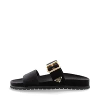 【PRADA】lady's シンプルレザーサンダル 三角ロゴ white／black プラダ トライアングルロゴ レザー サンダル 6.5 ユニセックス