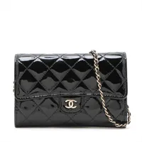 未使用　シャネル財布　マトラッセ　パテント　ブラックカラー　箱付　正規品保証 CHANEL マトラッセ ブラック パテントレザー 長財布 認証カード付き