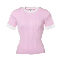 シャネル　半袖ニット　ポロシャツ　ピンク　34 CHANEL ココマーク シャネル カシミヤ100％ サマーニット 半袖