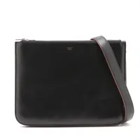ブラックショルダーバッグレザー セリーヌ トリオ レザー ショルダーバッグ ブラック WZ469994｜中古