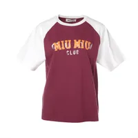 ミュウミュウ 23年 コットン Tシャツ S レディース ホワイト