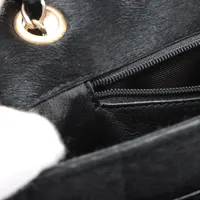 シャネル チョコバー ハラコ×ベルベット シングルフラップ